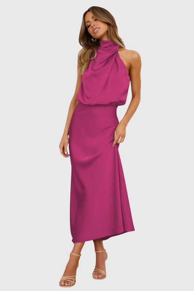Victoria | Glamorous Satin Halter Dress