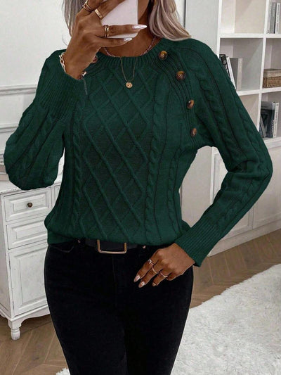 Victoria | Button-Detail Cable Knit Jumper