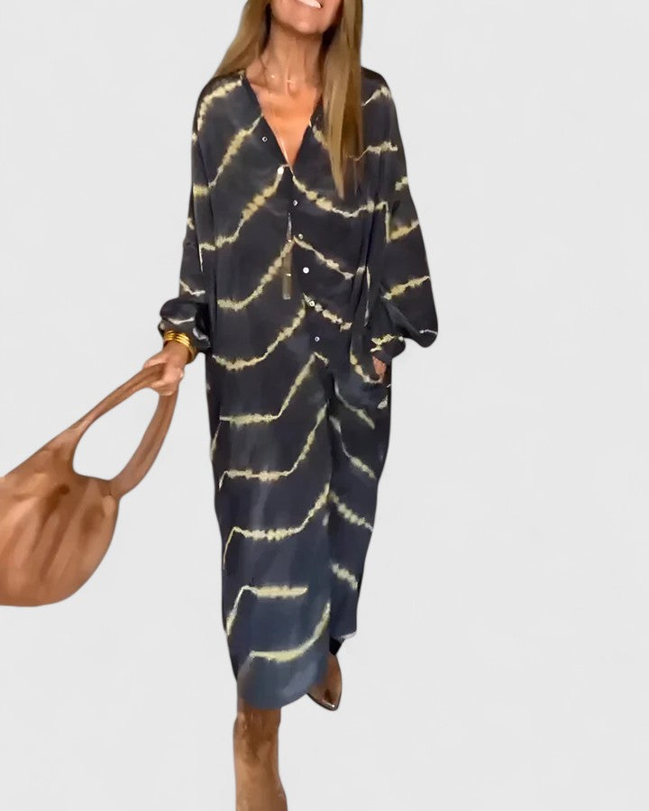 Victoria | Elegant Boho Striped Maxi Dress