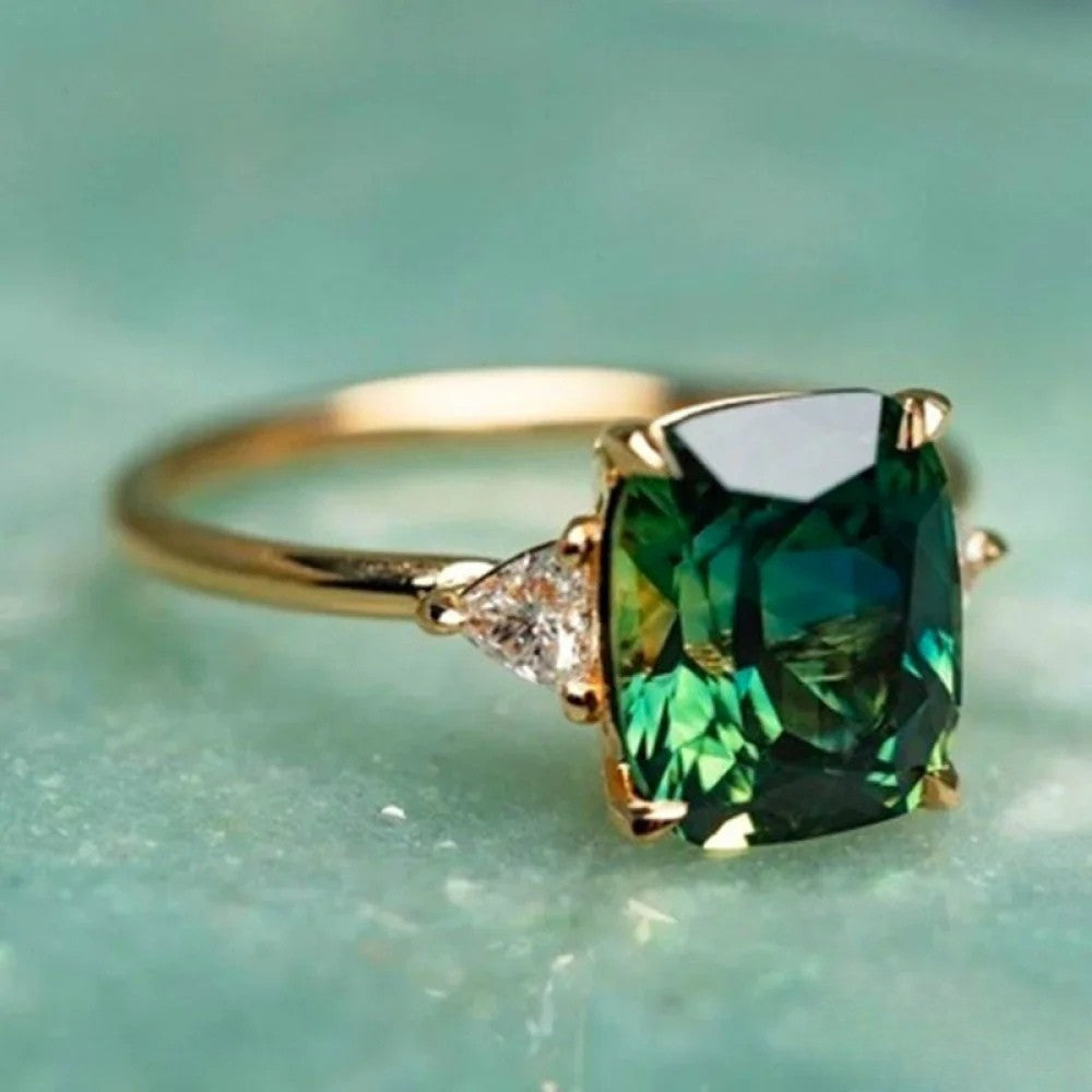 Victoria Gold Ring with Green Zirconia |
