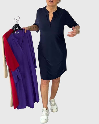 Victoria | Solid V-Neck Dress