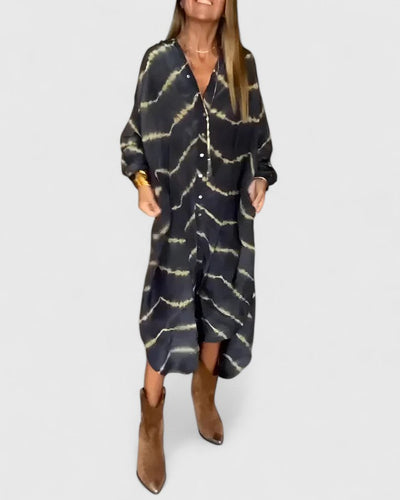 Victoria | Elegant Boho Striped Maxi Dress