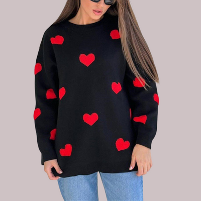 Victoria | Cotton Blend Sweater with Hearts