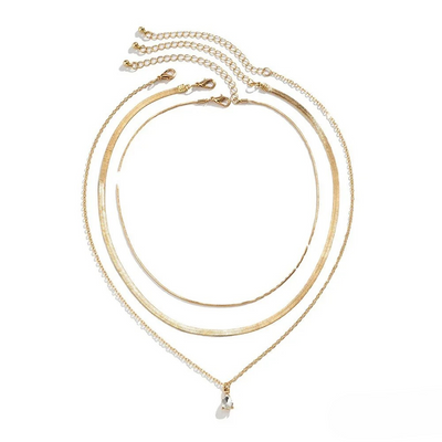 Victoria | Layered Necklace with Gold-Coloured Zirconia Pendant