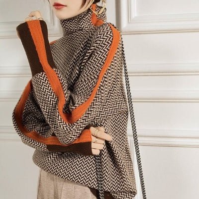 Victoria | herringbone Luxe Turtleneck