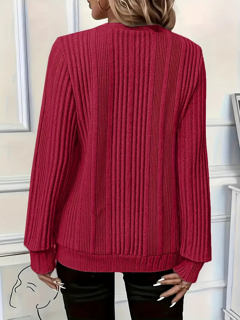 Victoria | Ladies' Zip-Up Rib-Knit Jumper