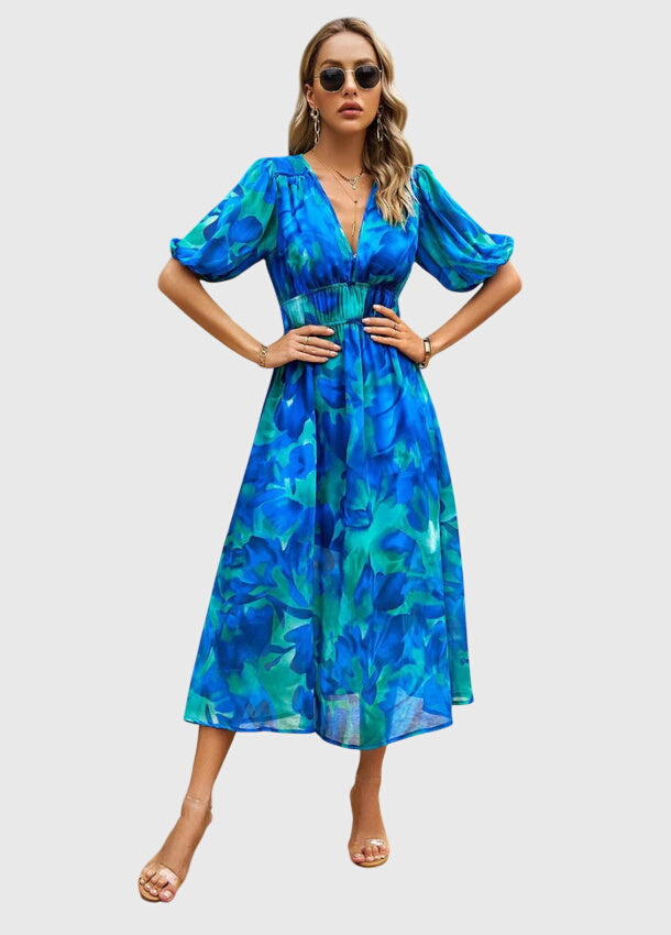 Victoria | Flattering Floral Midi Dress