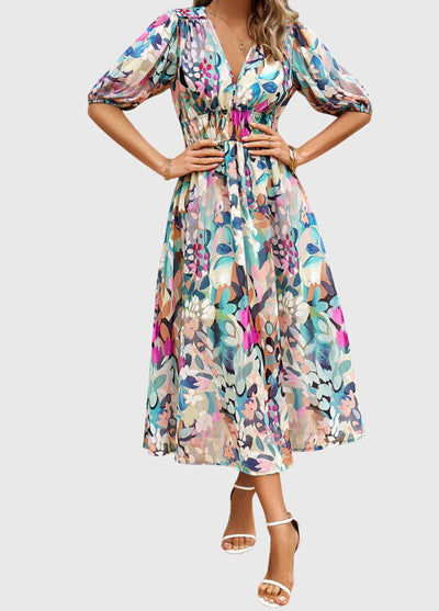 Victoria | Flattering Floral Midi Dress
