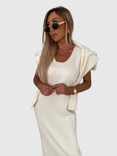 Victoria | Elegant Dress and Turtle Neck Sweater Set