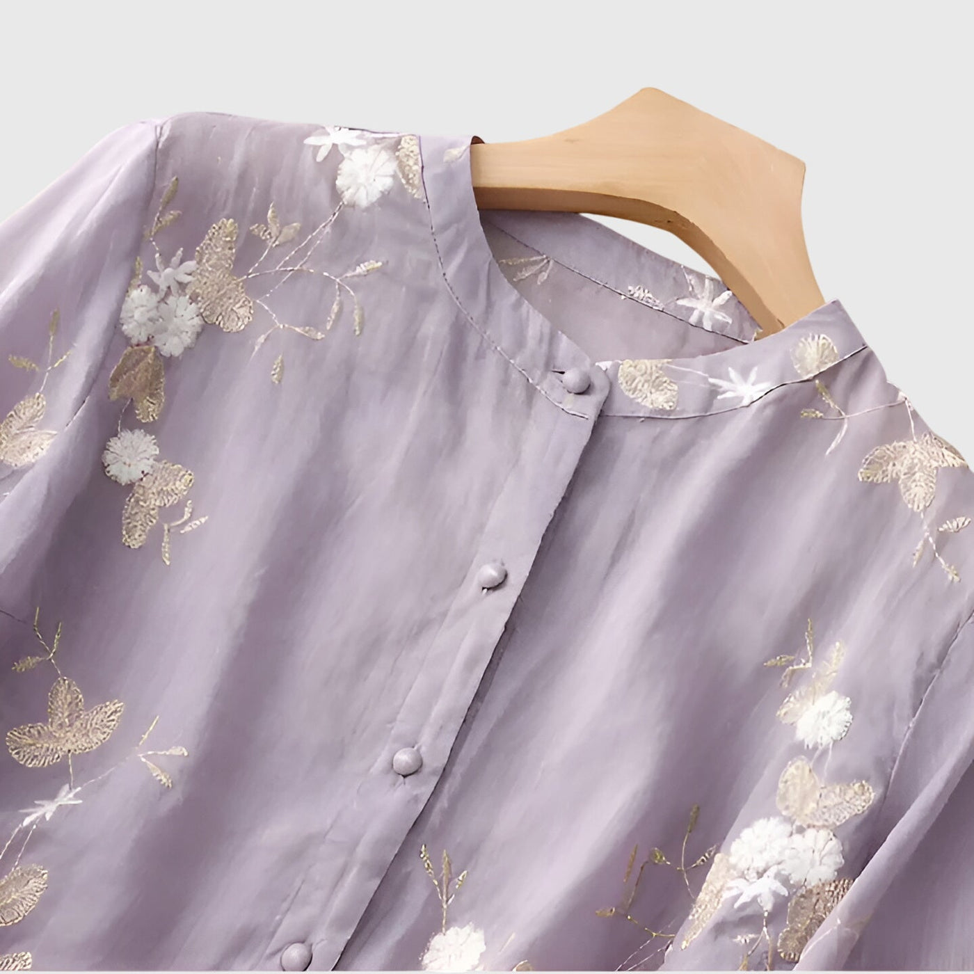 Victoria | Elegant Top with Embroidered Flowers