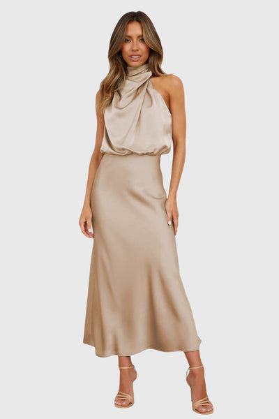 Victoria | Glamorous Satin Halter Dress