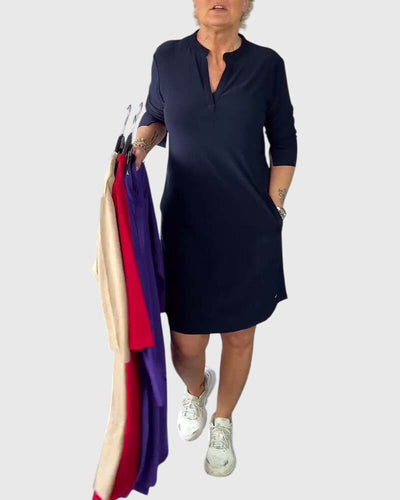 Victoria | Solid V-Neck Dress