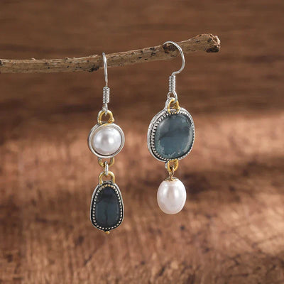 Victoria | Retro Blue Natural Stone Earrings